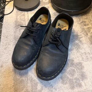 Dr. Martens Black Leather 3-Eye Derby with Yellow Stitching